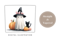 Cartoon Ghost Tumbler Design, Watercolor Halloween Tumbler Product Image 4