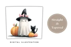 Cartoon Ghost Tumbler Design, Watercolor Halloween Tumbler Product Image 4