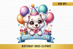 cute Birthday Dogs Clipart, Birthday Dogs Bundle Product Image 5