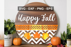 Happy Fall Round Door Sign SVG | Fall Laser Cut File Product Image 1