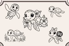 Cute Turtle SVG Bundle - Happy &amp; Funny Sea Turtle Cut Product Image 4