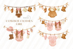 Cute Cowboy Clothesline Girl Clipart, Cowboy Baby Girl Product Image 4