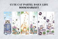 Cute Cat Pastel Daily Life Bookmark Set,Heartwarming Kitty Product Image 4