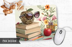 Leopard Apple School Vibes Mouse Pad PNG Design Product Image 1