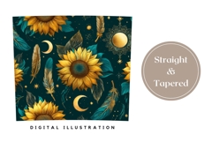 Sunflowers Tumbler Design, Floral Tumbler, Moon PNG Product Image 4
