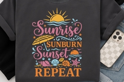 Sunrise Sunburn Sunset Repeat Svg, Summer Vacation Svg. Product Image 4