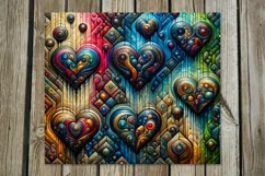 Vintage Hearts | 4 Skinny tumbler sublimation designs Product Image 4
