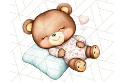 Sleeping Baby Animals PNG, Cozy Pajama Bedtime Clipart Png Product Image 4
