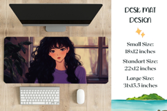 Anime Girl Mouse Pad Large, Lo-Fi Desk Mat Template Product Image 1