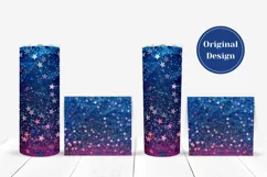 Blue Glitter Tumbler Sublimation, Stars Tumbler Wrap Design Product Image 4