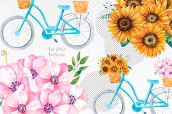 Bicycle Sublimation, Watercolor cliparts with flowers, PNG Product Image 4
