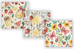 Summer Strawberry Gingham Digital Paper, Seamless Watercolor Product Image 5