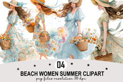 Beach Women Summer Clipart Watercolor PNG Product Image 1