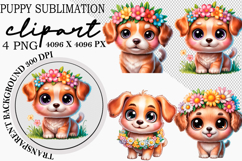 Puppy Dog Sublimation Clipart, Watercolor Puppy Dog Product Image 1