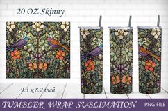 Stained glass 20 oz tumbler wrap with bird and flowers Product Image 1
