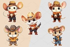 20 cute Cowboy Mouse, Sticker, Clipart Ornaments, PNG Product Image 4