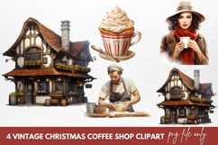 Vintage Christmas Coffee Shop Clipart Sublimation Product Image 1