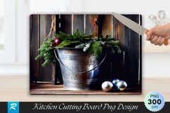 Galvanized Bucket with Ornaments and Greenery Cutting Board Product Image 1