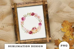 Watercolor Floral Pumpkin frame png Product Image 4