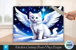 Angel Kitten in a Snowy Sky Cutting Board PNG Product Image 1