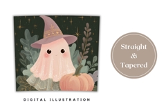 Pink Ghost Tumbler Wrap, Glitter Halloween Pumpkin PNG Product Image 4