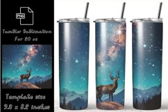 Deer Mountain Night 20oz Skinny Tumbler Wrap Sublimation Product Image 1