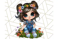 Chibi Summer Girls Clipart PNG, Bright Kawaii Summer Art Product Image 4