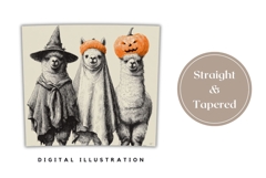 Cartoon Halloween Lama Tumbler Wrap, Pumpkins Tumbler Design Product Image 4