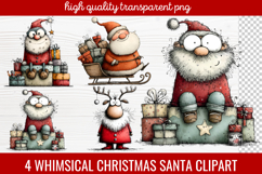 4 Whimsical Christmas Santa Clipart | Cute Santa PNG Product Image 1