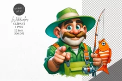 Fathers day clipart, Fishman clipart, Dad clipart Product Image 1