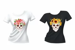 skull with flowers watercolor png Skull and Roses Flowers PN Product Image 2