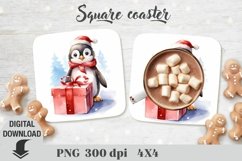 Christmas Square coaster, coaster sublimation, christmas Product Image 1
