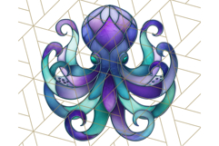 Stained Glass Sea Creatures PNG Clipart, Ocean Fantasy Product Image 4