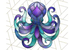 Stained Glass Sea Creatures PNG Clipart, Ocean Fantasy Product Image 4