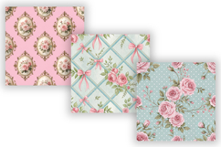 Sweet Peony Shabby Chic Digital Paper, Seamless Watercolor Product Image 4