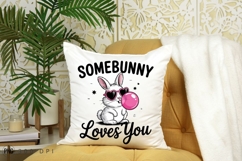 Funny Bunny With Bubblegum And Heart Glasses Sublimation PNG Product Image 3