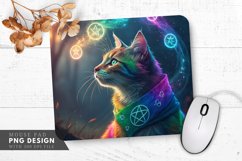 Enchanted Rainbow Cat with Glowing Mouse Pad PNG Design Product Image 1
