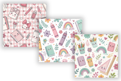 Cute Back to School Digital Paper, Seamless Kawaii Pattern Product Image 4
