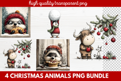 4 Christmas Animals PNG | Cute Festive Wildlife Clipart Product Image 1
