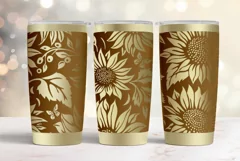 20oz Tumbler laser svg wrap|Sunflowers and Butterflies Product Image 1