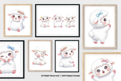 15 Bundle Watercolor Baby Sheep Farm Lamb Kids Cute White Product Image 4