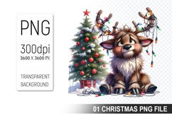 Cute Christmas Reindeer, Christmas Clipart PNG File Product Image 1
