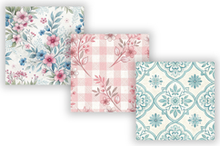 Grandmillennial Floral Seamless Digital Paper, Pink Blue Product Image 4