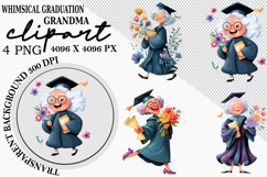 Whimsical Graduation Grandma Clipart Watercolor PNG Product Image 1