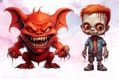 Cute Halloween Clipart Bundle, Watercolor Halloween Clipart Product Image 5