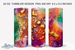 Alcohol Ink Tumbler Wrap | 20oz Tumbler Green Orange Purple Product Image 1