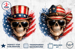 4th of July Clipart, American skull png Product Image 1