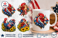 4th of July Clipart, Patriotic rooster png Product Image 1