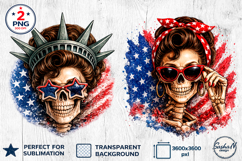 4th of July Clipart, American skull png Product Image 1