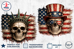 4th of July Clipart, American skull png Product Image 1